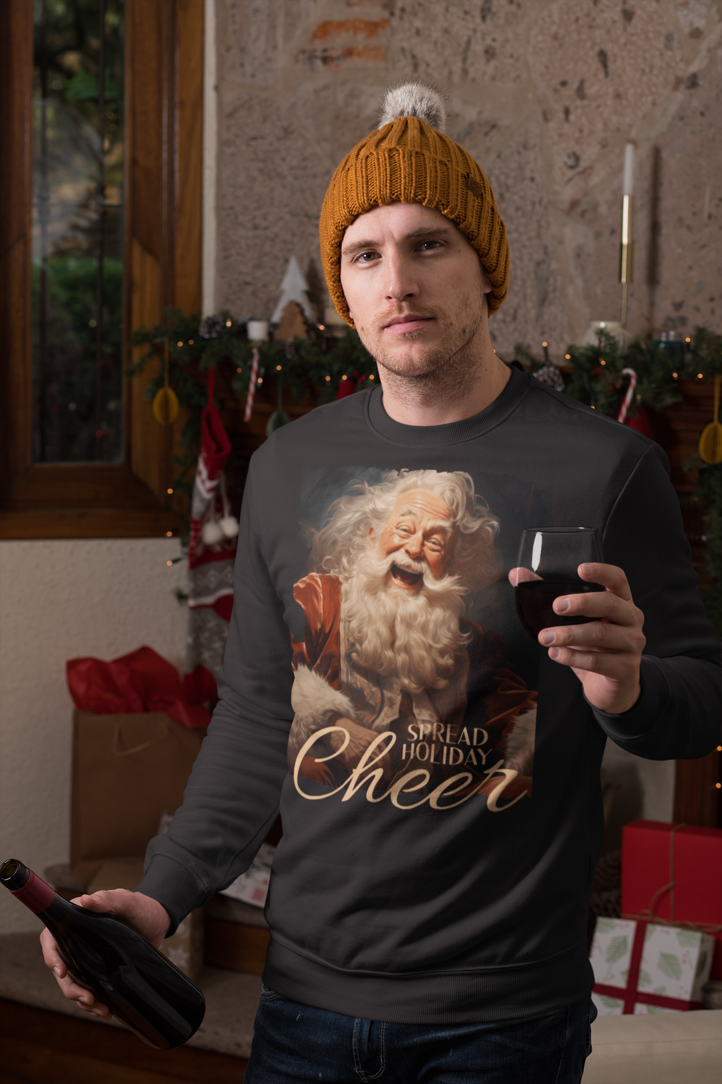 Spread Holiday Cheer — Vintage Santa Crewneck Sweatshirt