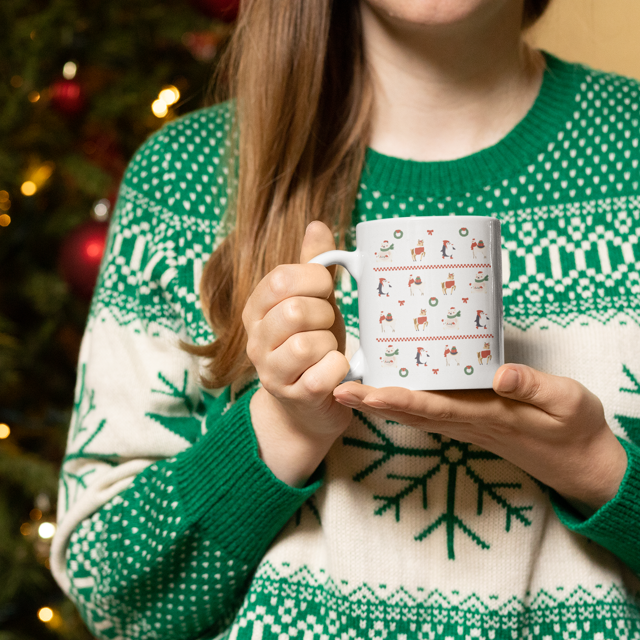 Holiday Animal Pattern — Cozy Christmas Mug 11oz
