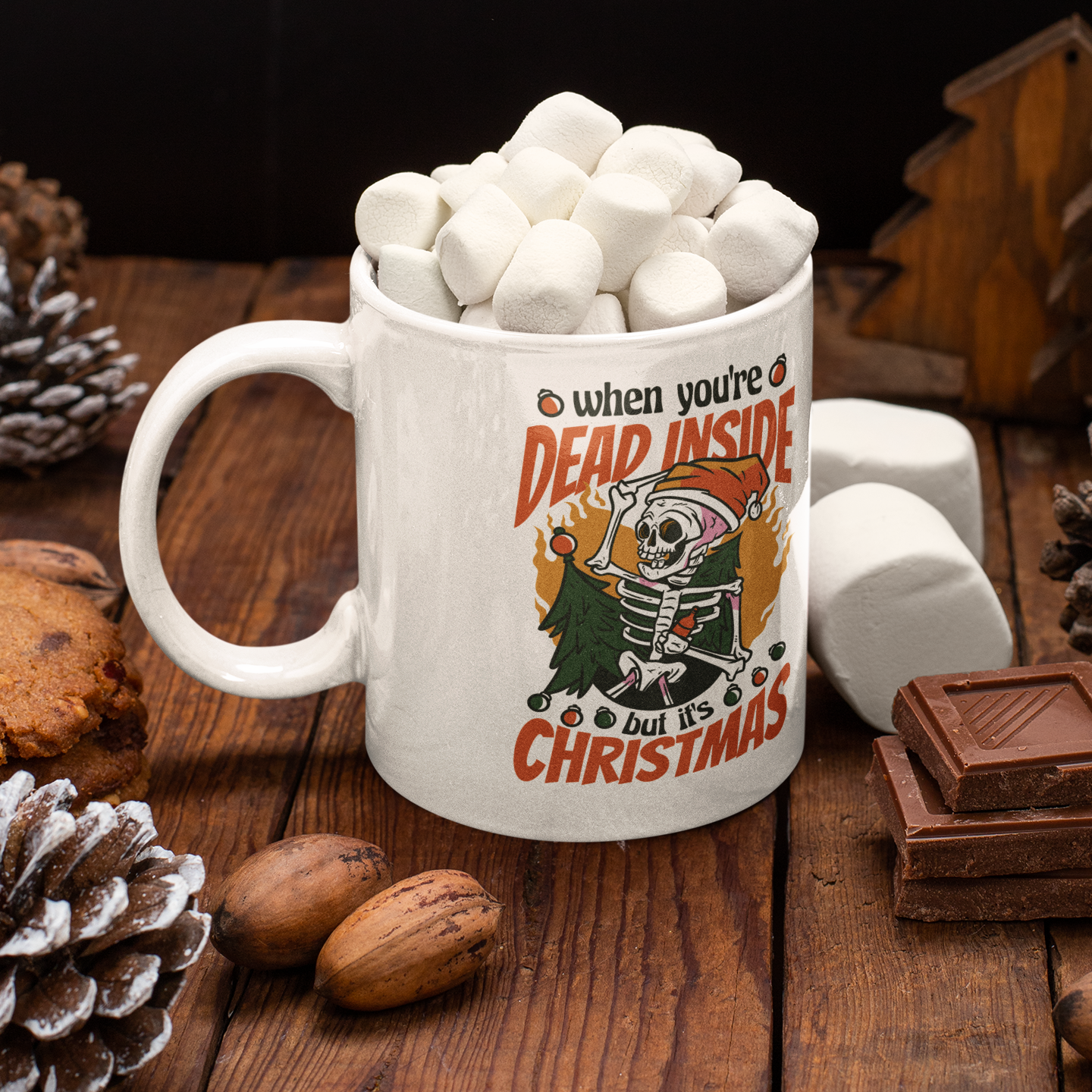 Dead Inside but It’s Christmas – Funny Skeleton Holiday Mug 11oz