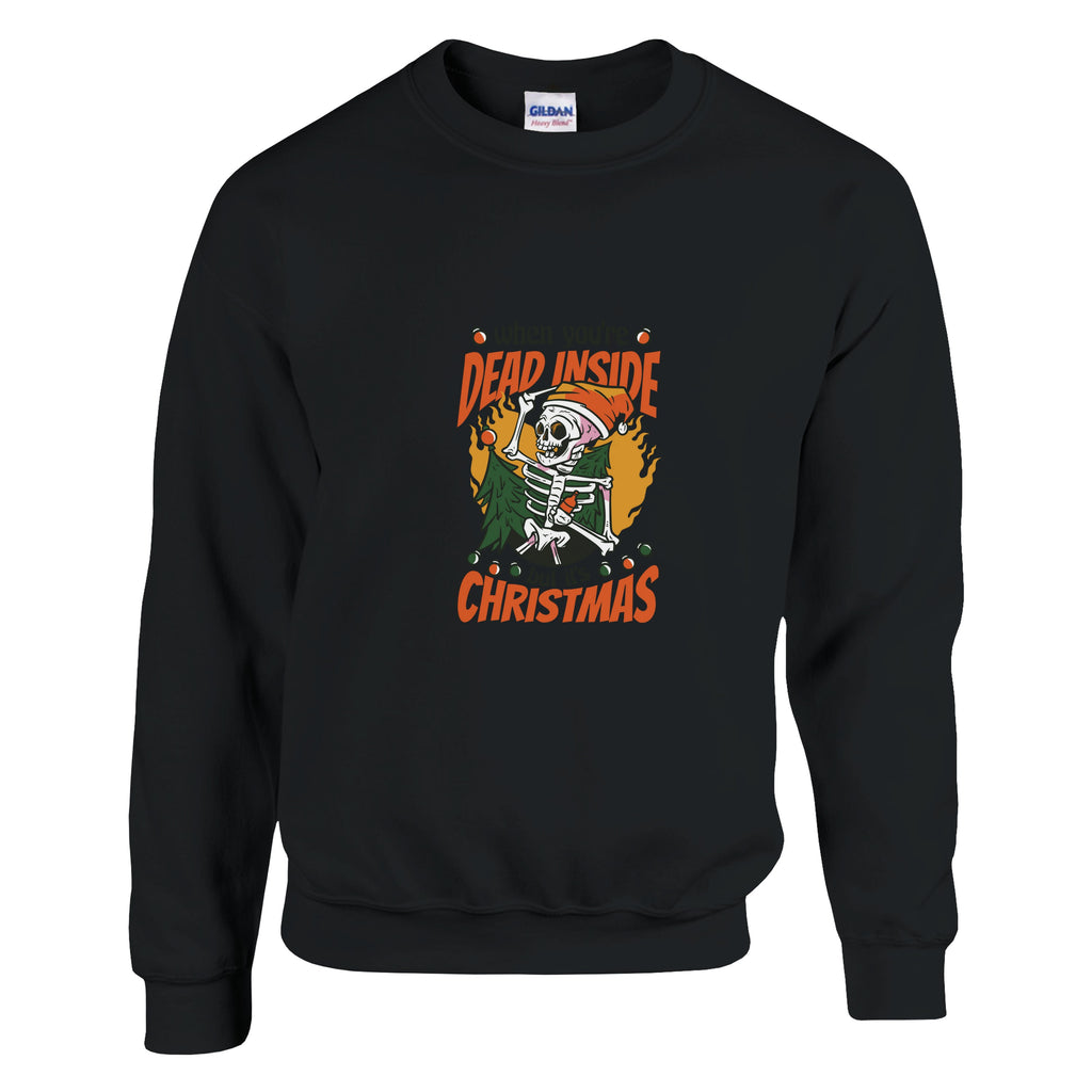 Dead Inside but It's Christmas – Funny Skeleton Holiday Sweatshirt | Gildan 18000