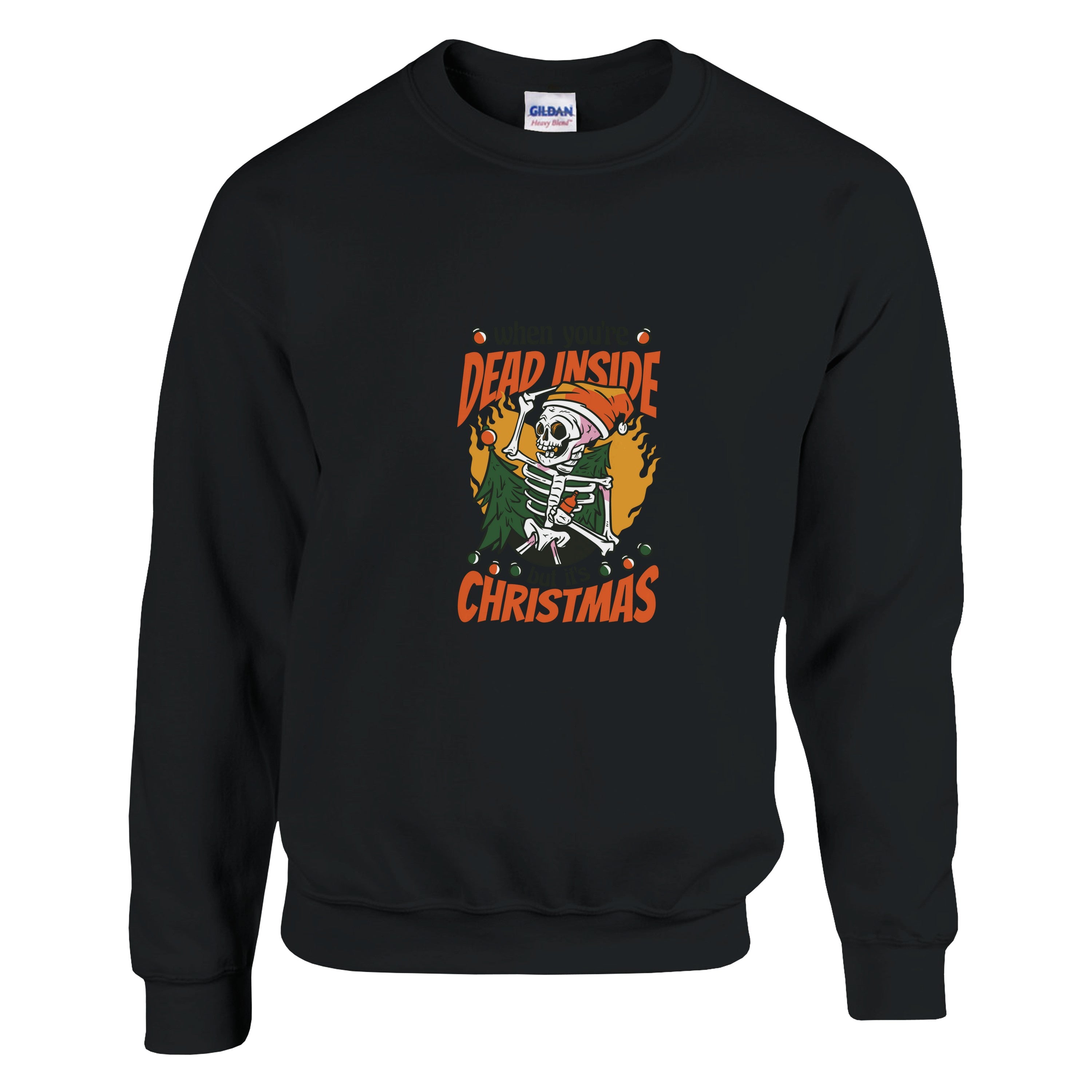 Dead Inside but It's Christmas – Funny Skeleton Holiday Sweatshirt | Gildan 18000